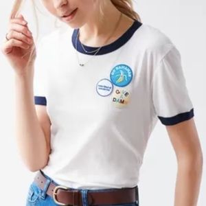 NWOT Patch Ringer Tee Shirt